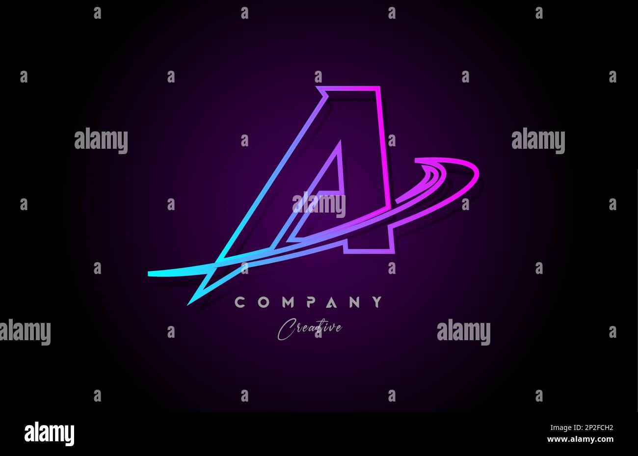 blue and pink alphabet A letter logo icon design with swoosh. Creative ...