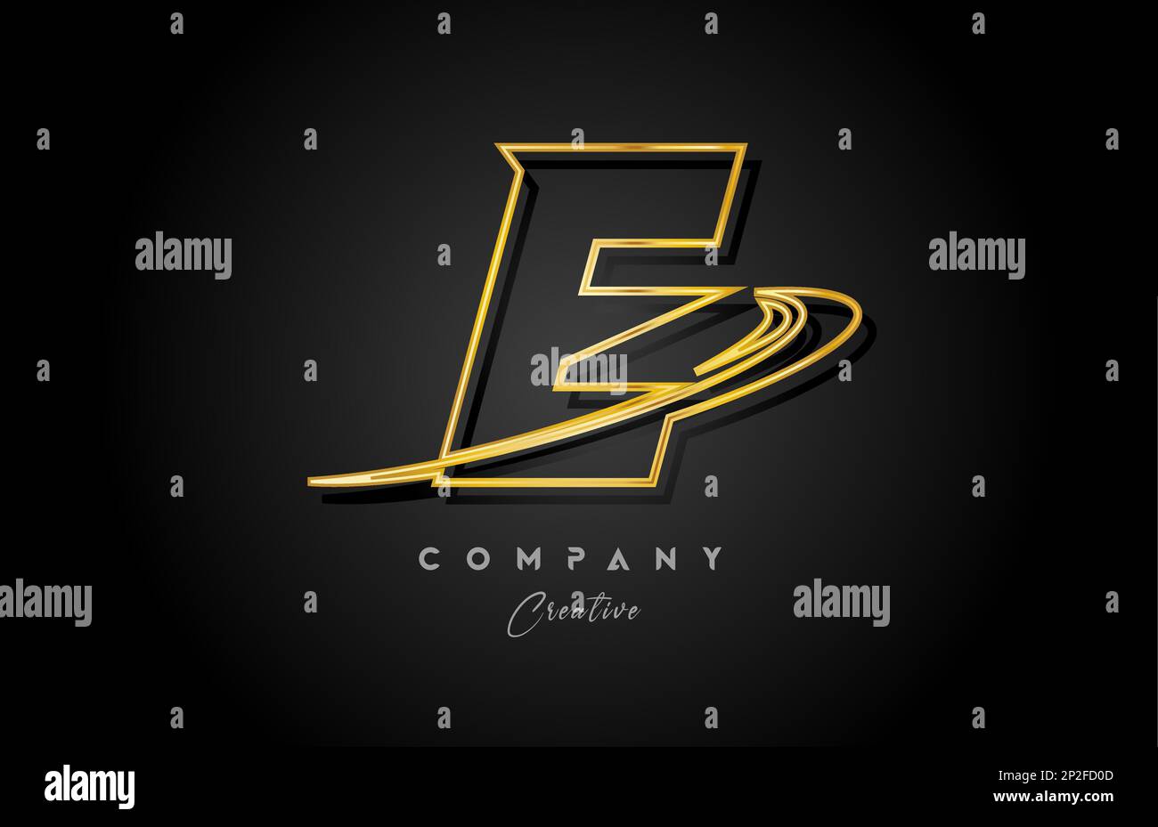 gold E alphabet letter logo icon design with golden swoosh. Creative ...
