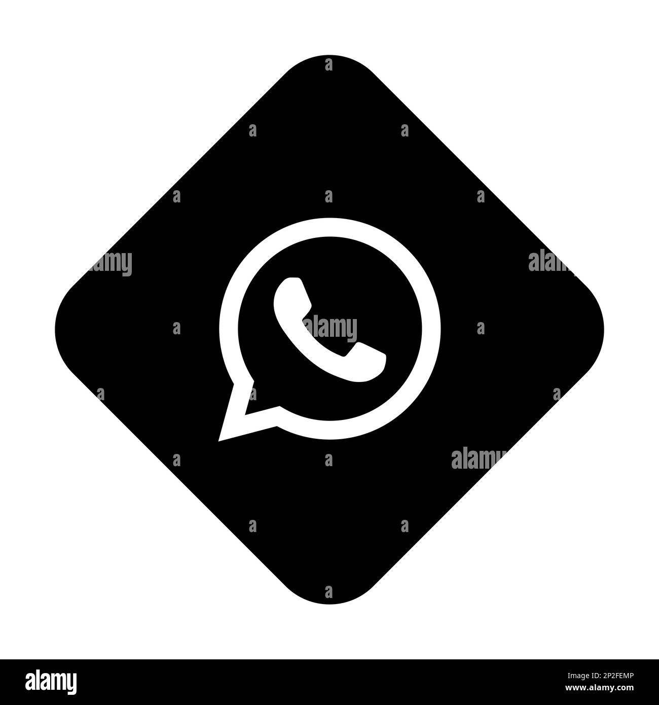 WattsApp instant messaging app icon. Black silhouete square shape