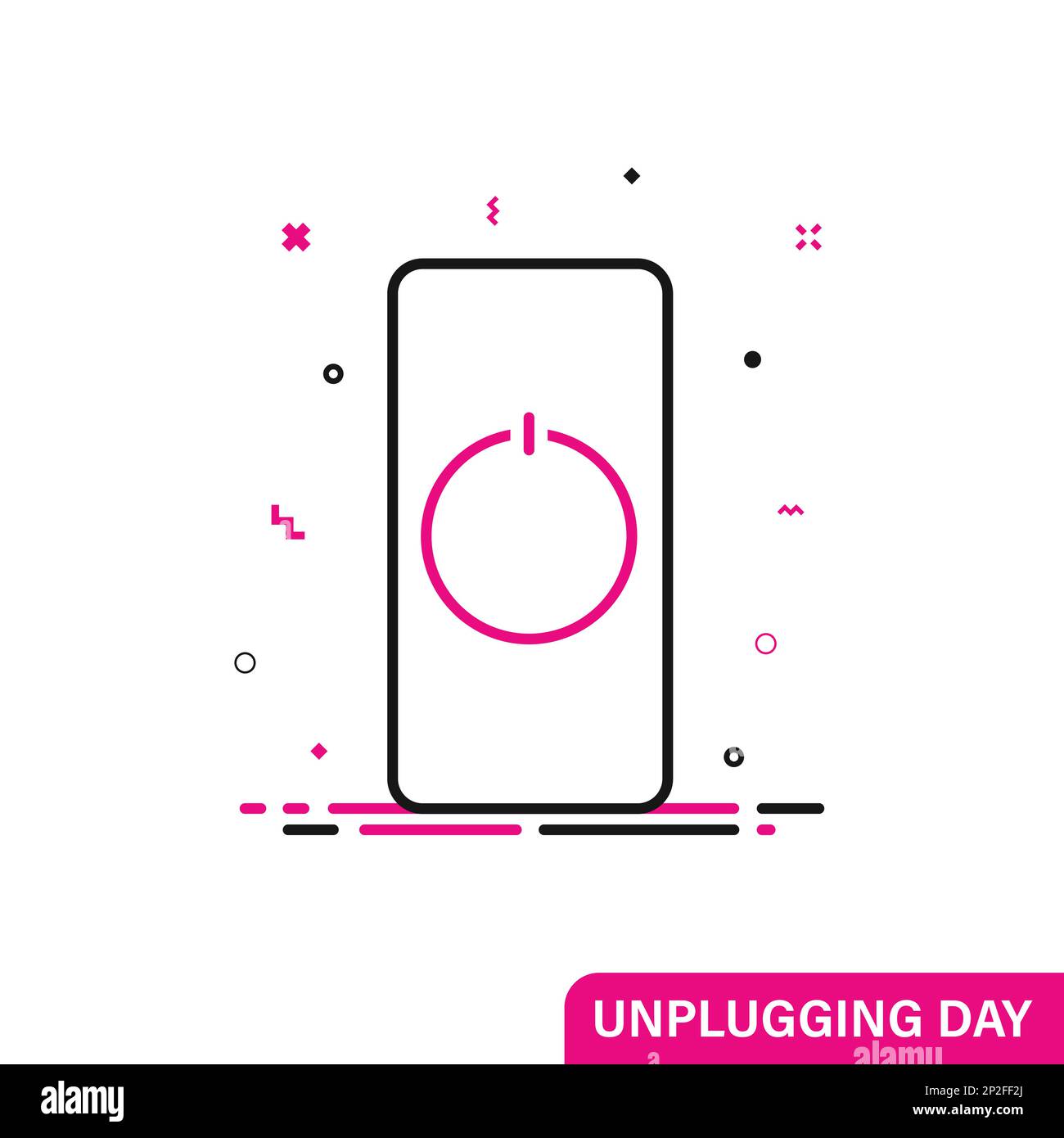 National Day of Unplugging. Turn off your phone. Line flat symbol Stock