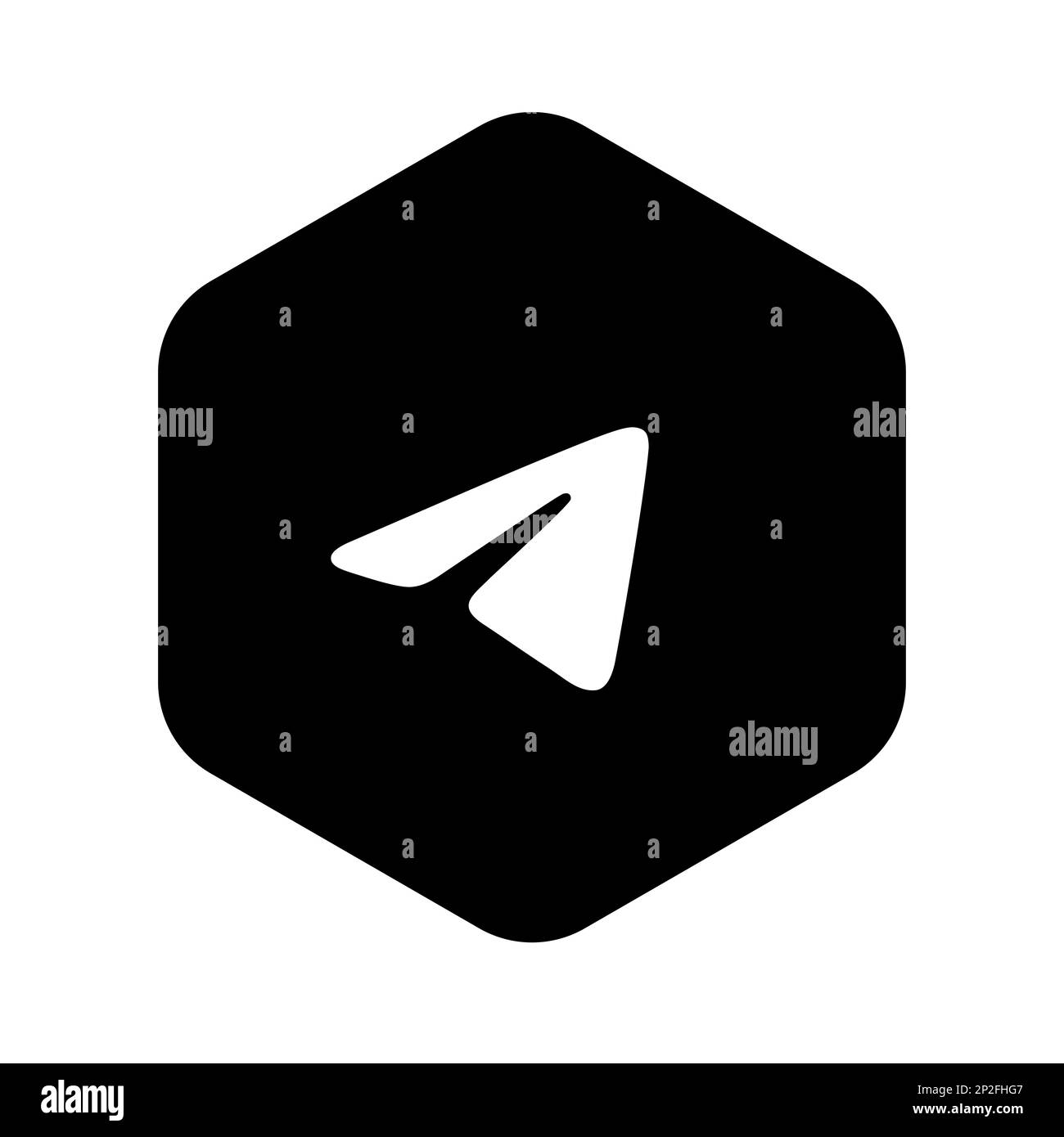 Telegram instant messaging app icon. Black silhouete square shape