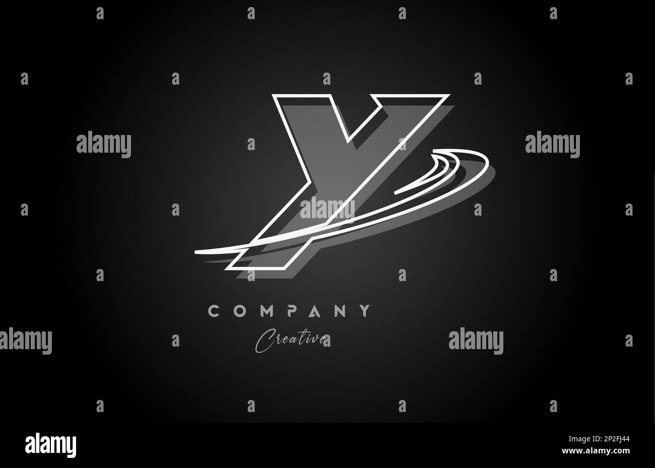 black and white Y line alphabet letter logo icon design with swoosh and ...