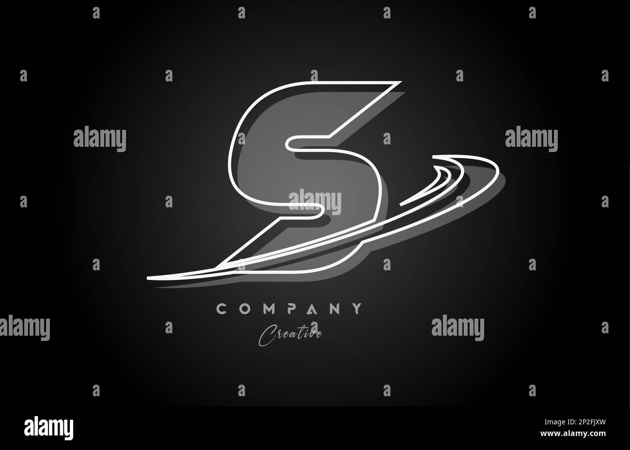 black and white S line alphabet letter logo icon design with swoosh and ...