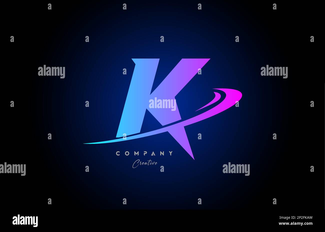 K pink blue alphabet letter logo icon design with swoosh. Creative ...