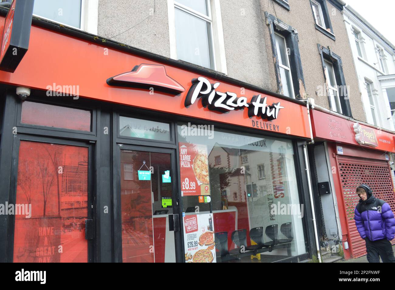 4th March 2023, Swansea, Wales, United Kingdom. Pizza Hut Delivery on