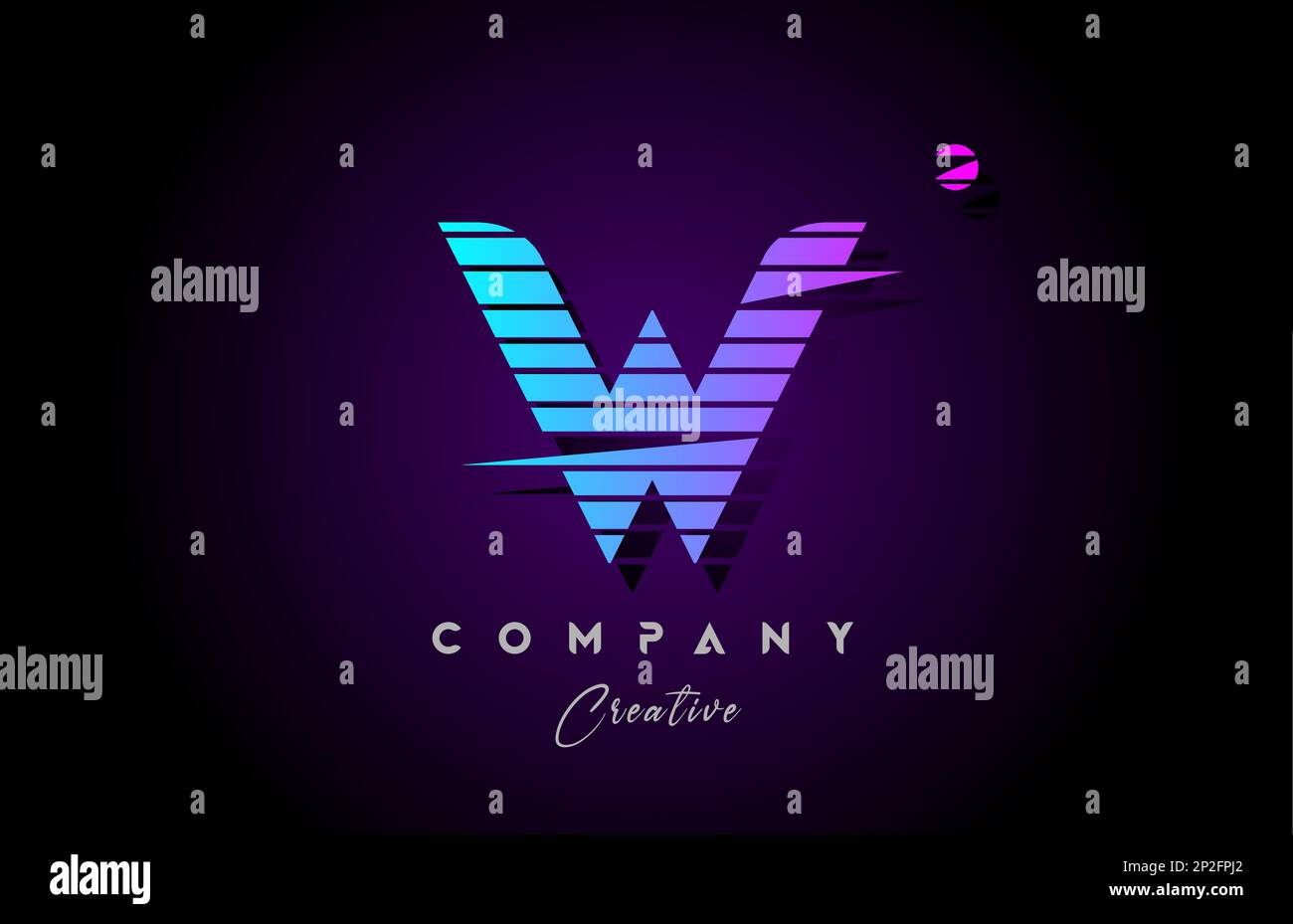 pink blue W alphabet letter logo icon design with line stripe and ...