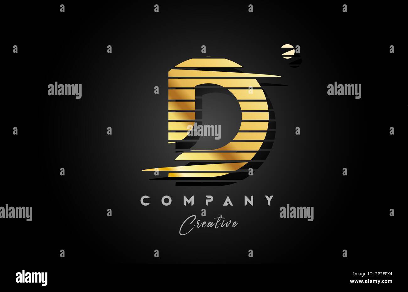 gold golden D alphabet letter logo icon design with line stripe and ...