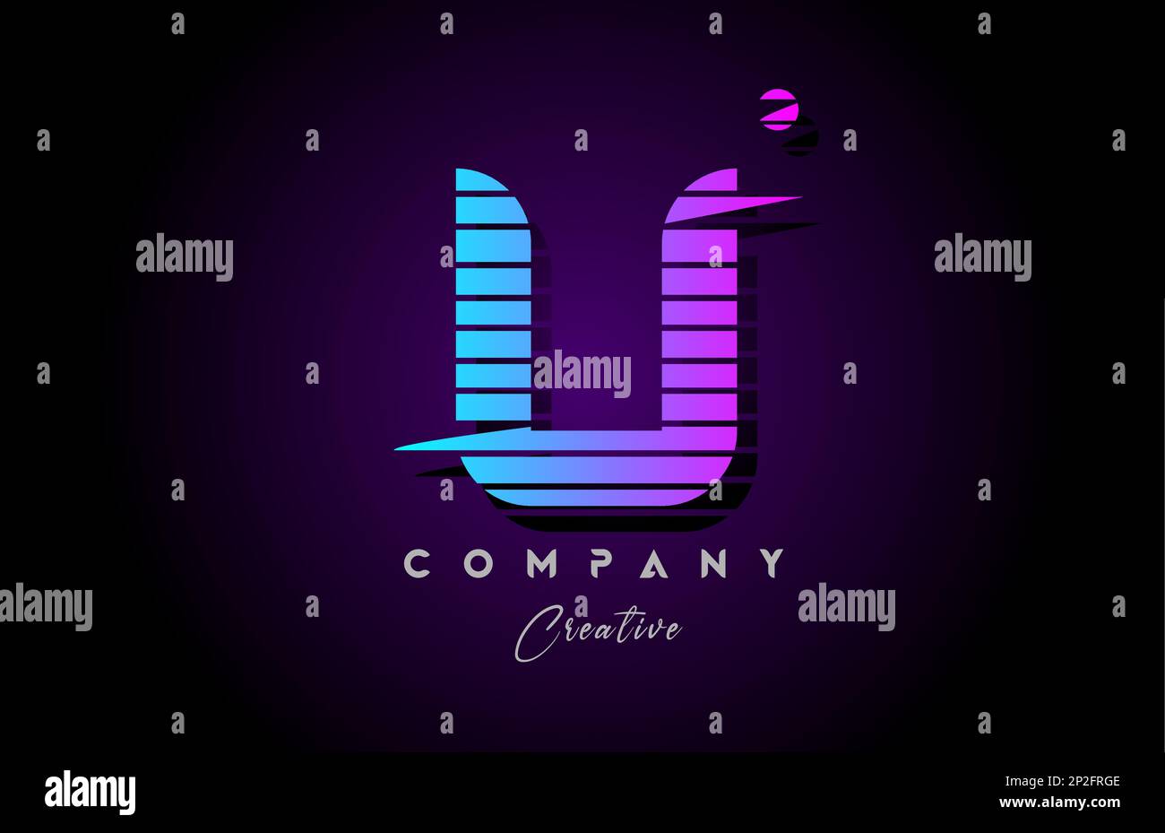 pink blue U alphabet letter logo icon design with line stripe and ...