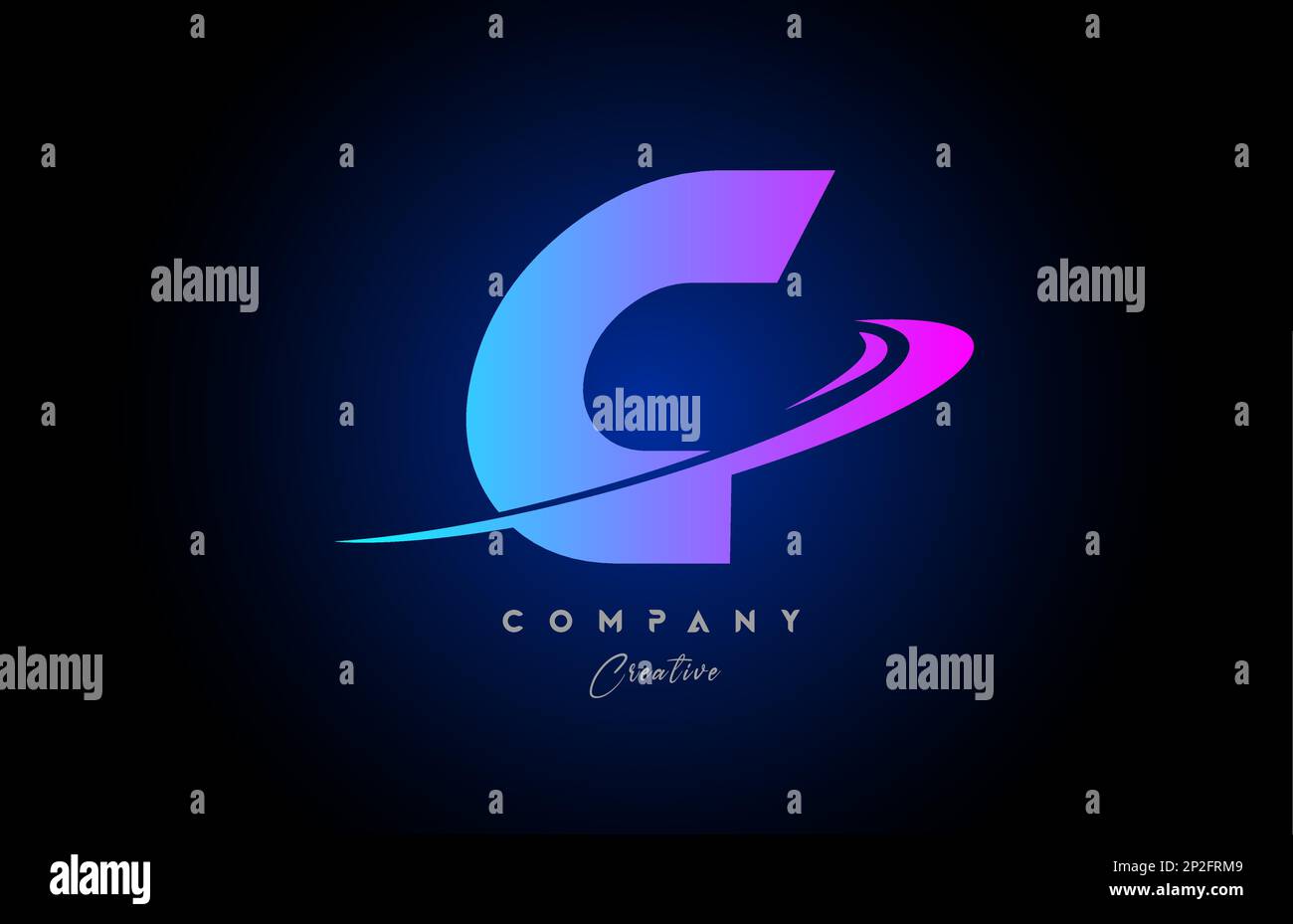 C pink blue alphabet letter logo icon design with swoosh. Creative ...