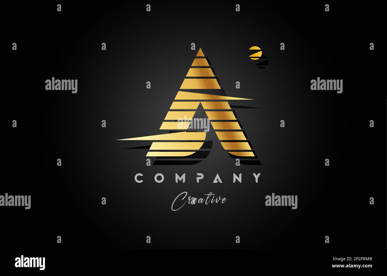 gold golden A alphabet letter logo icon design with line stripe and ...