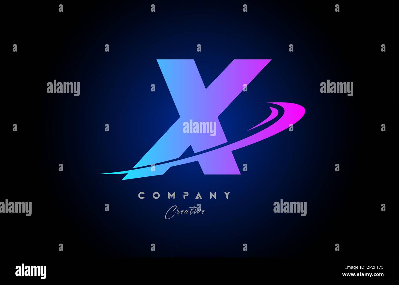 X pink blue alphabet letter logo icon design with swoosh. Creative ...