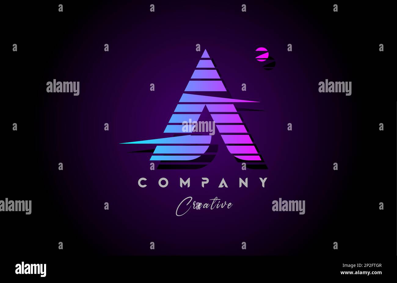 pink blue A alphabet letter logo icon design with line stripe and ...