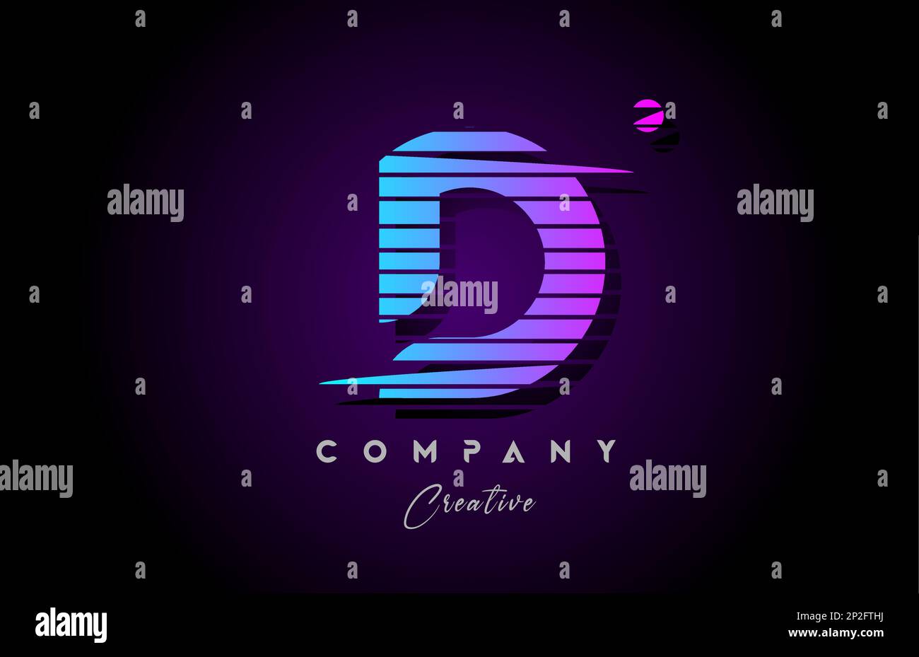 pink blue D alphabet letter logo icon design with line stripe and ...