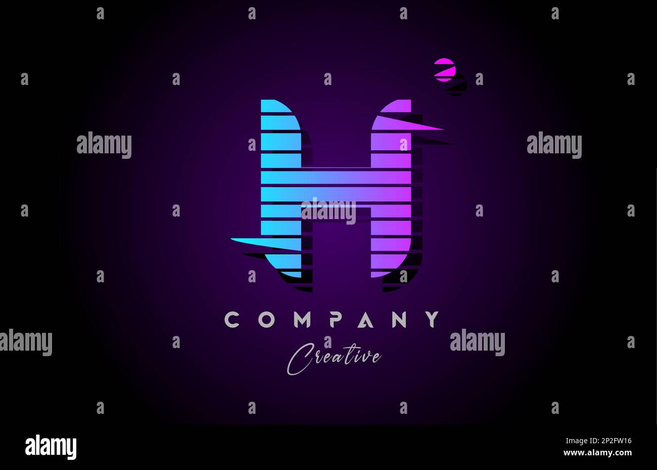 pink blue H alphabet letter logo icon design with line stripe and ...