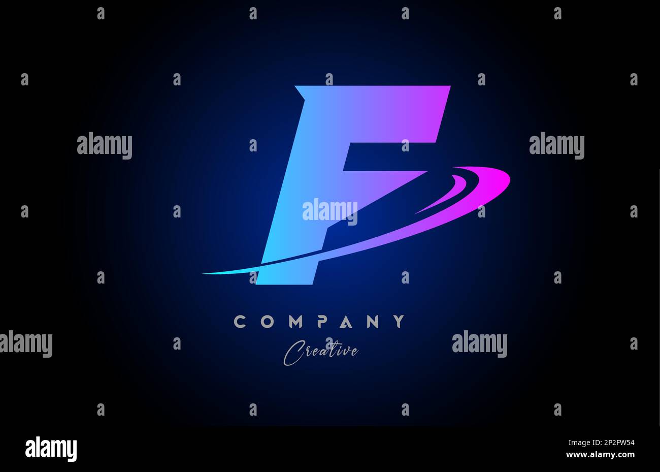 F pink blue alphabet letter logo icon design with swoosh. Creative ...