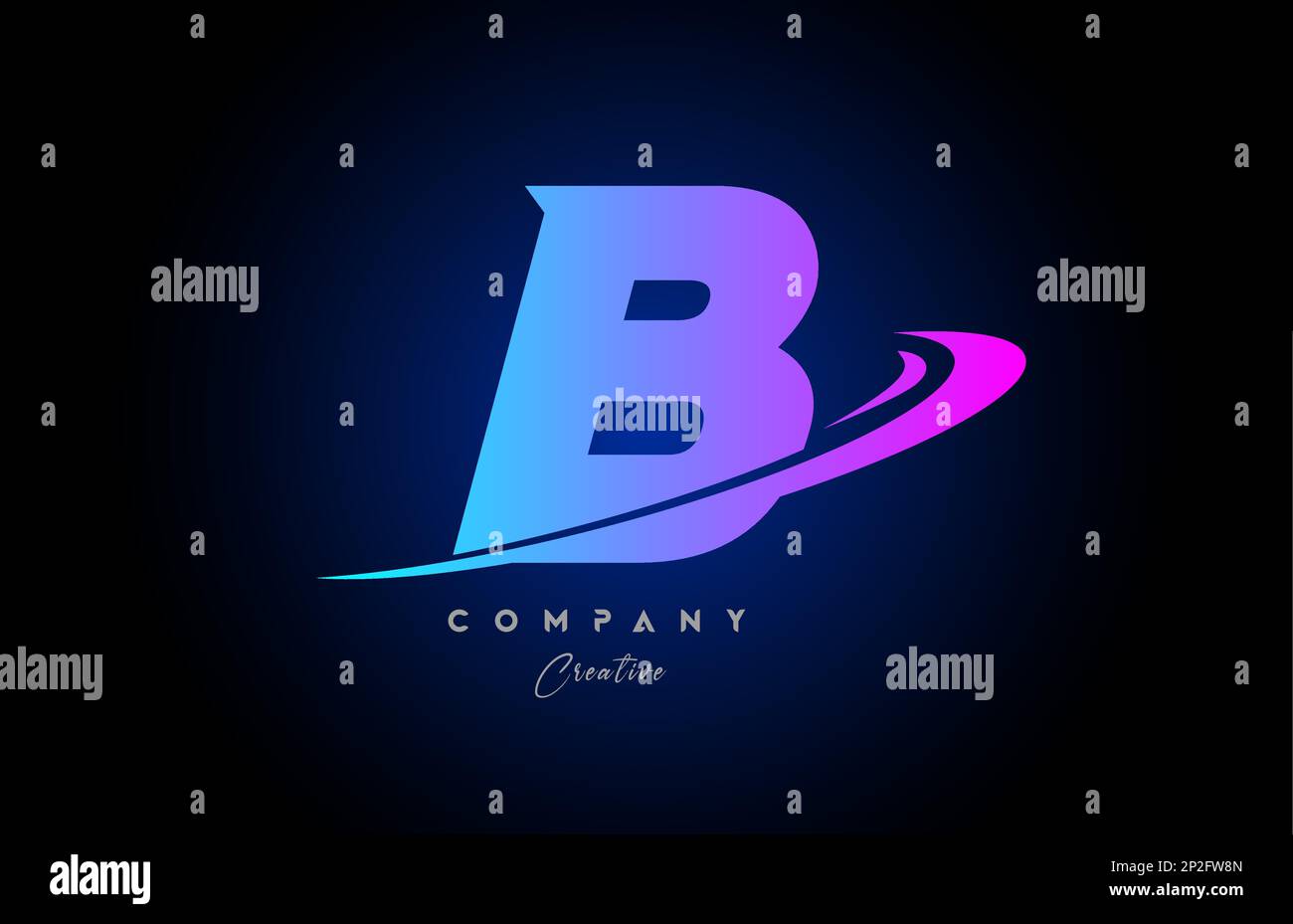 B pink blue alphabet letter logo icon design with swoosh. Creative ...