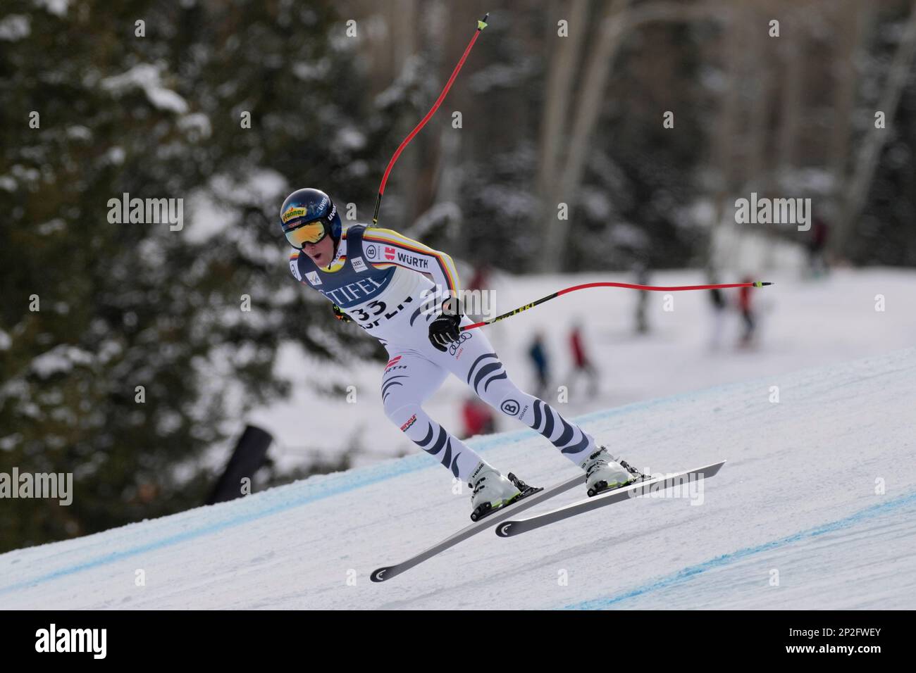 Germany's Simon Jocher competes during a men's World Cup downhill