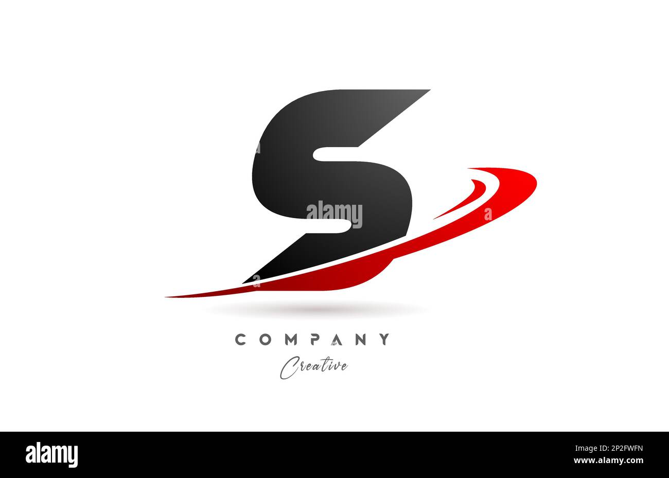 black grey S alphabet letter logo icon design with red swoosh. Creative ...