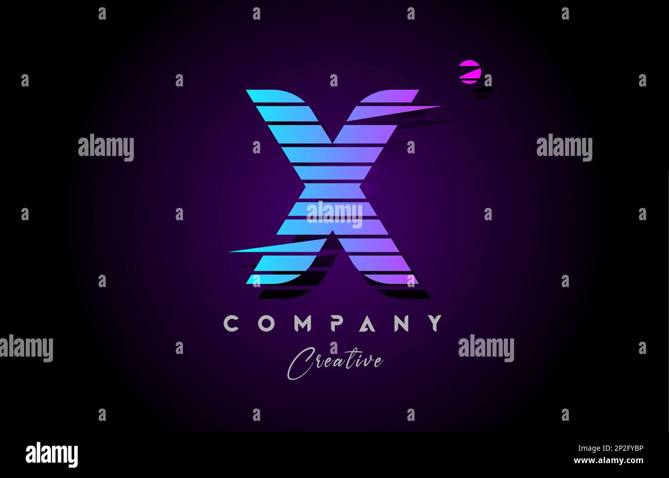 pink blue X alphabet letter logo icon design with line stripe and ...