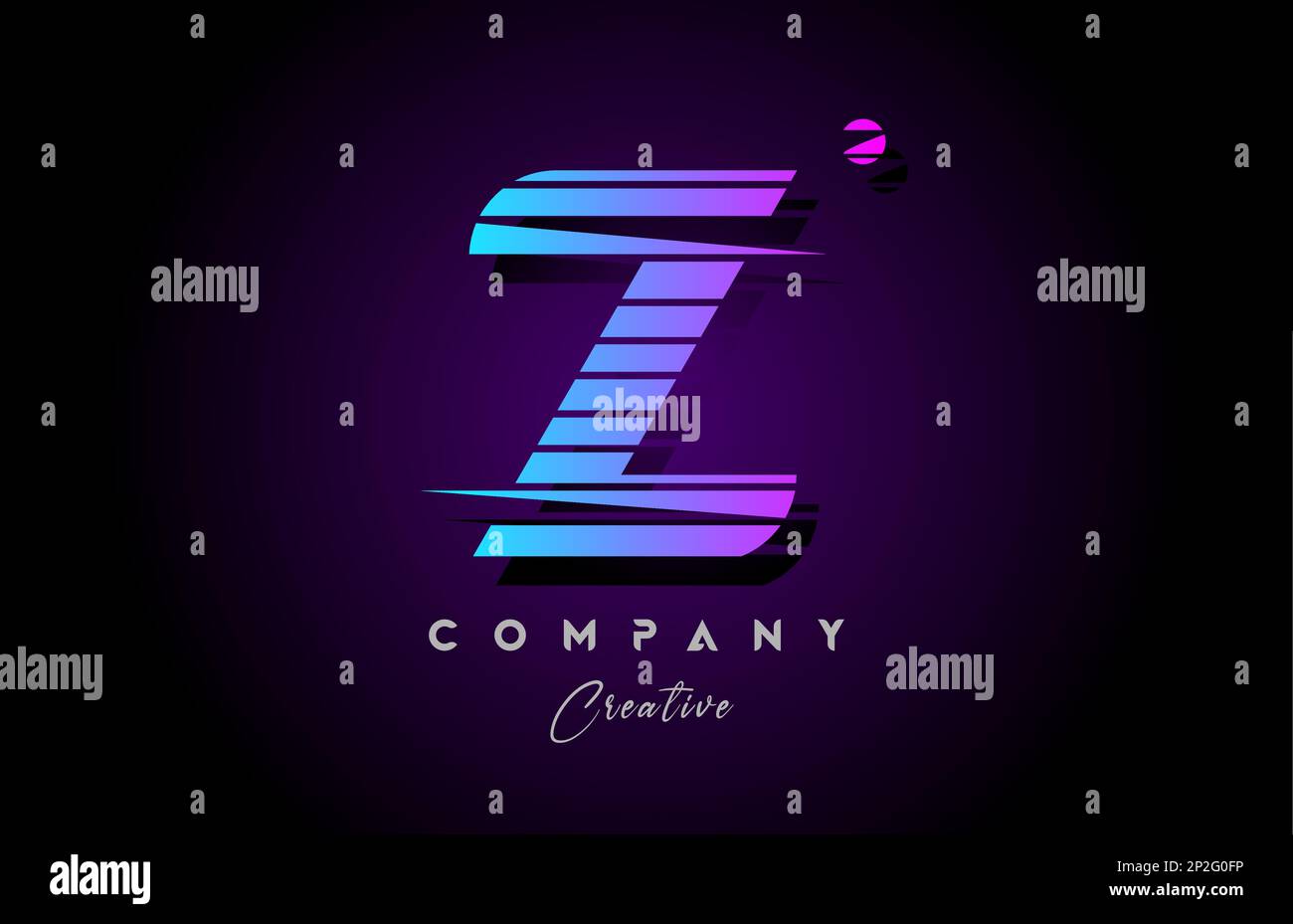 pink blue Z alphabet letter logo icon design with line stripe and ...