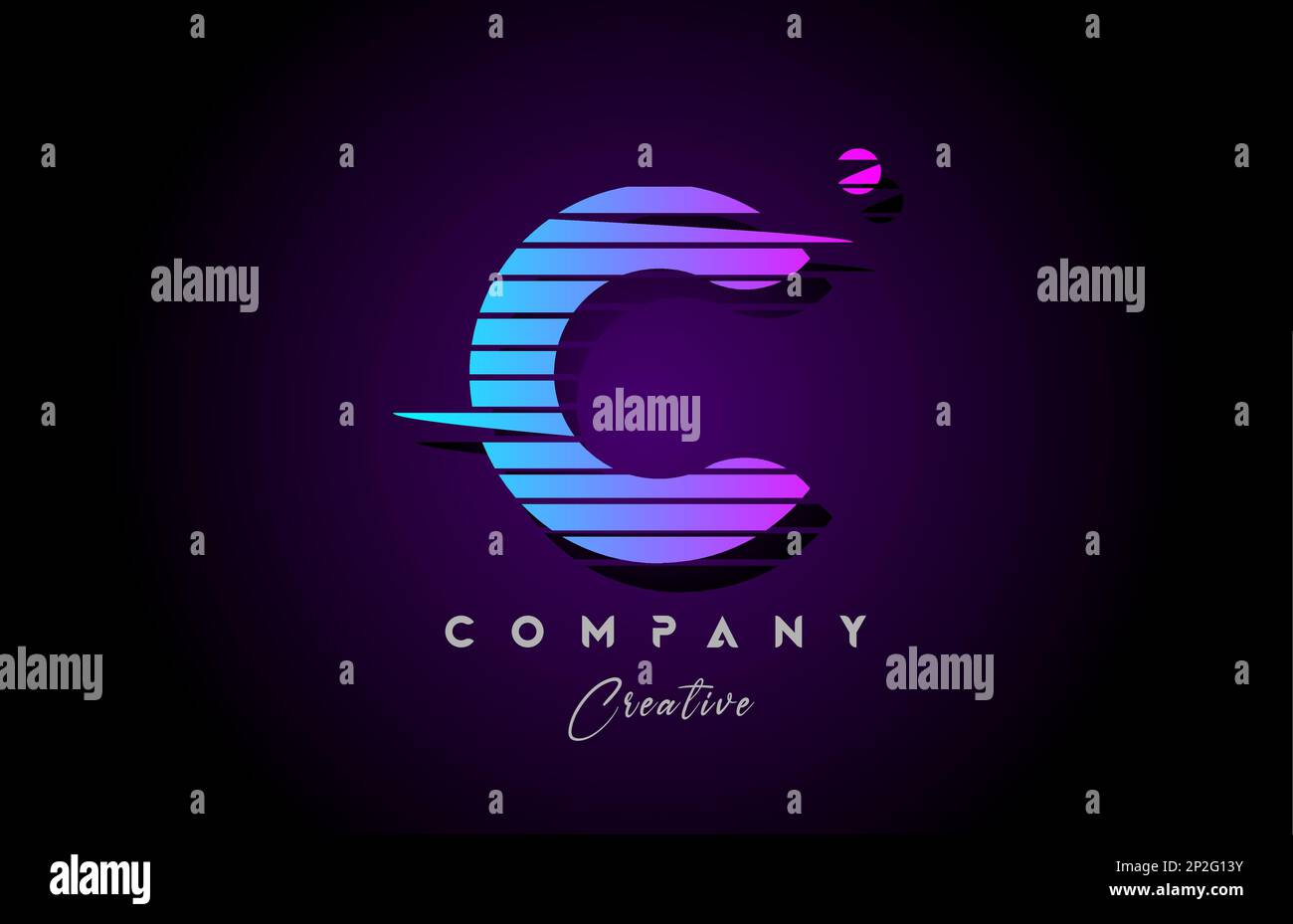 pink blue C alphabet letter logo icon design with line stripe and ...