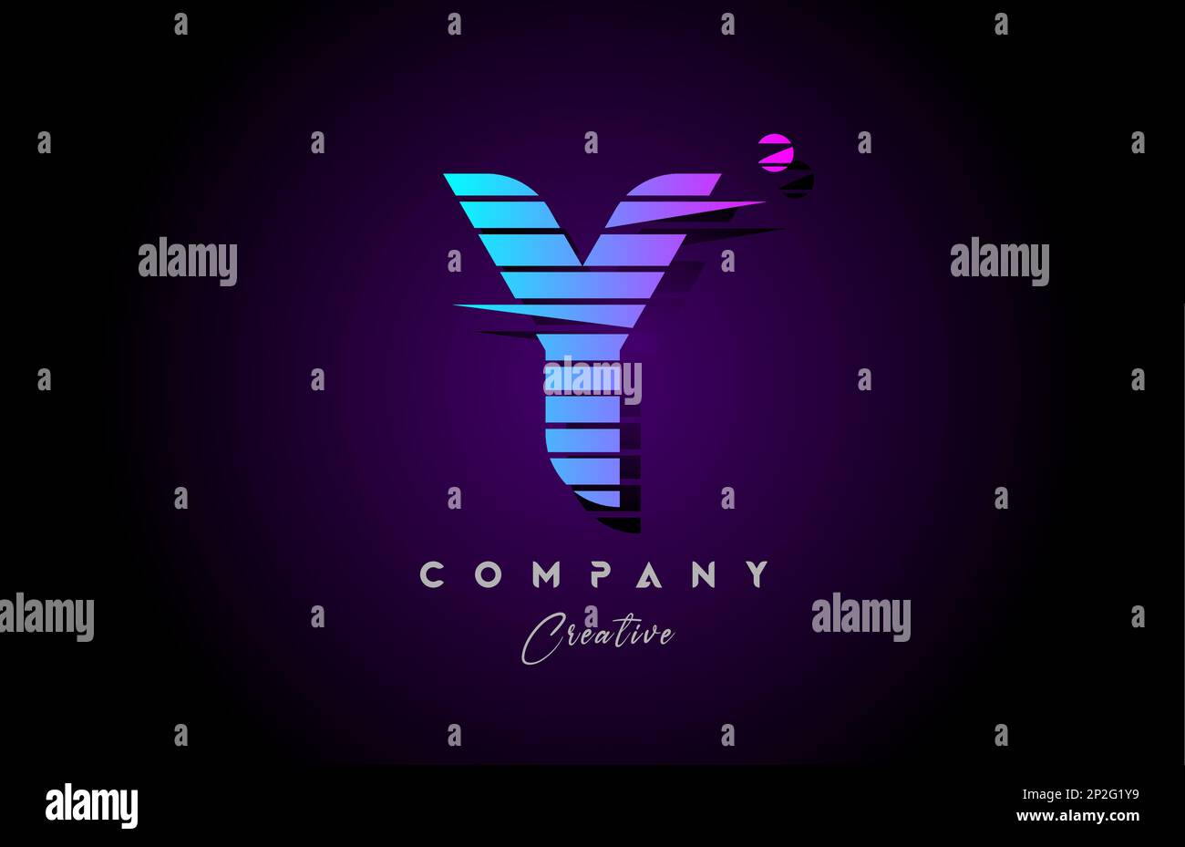 pink blue Y alphabet letter logo icon design with line stripe and ...