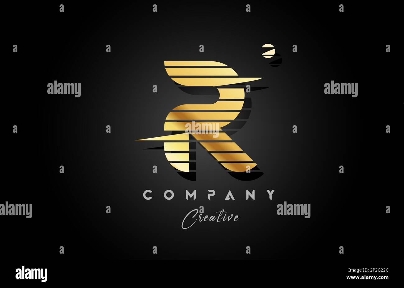 gold golden R alphabet letter logo icon design with line stripe and ...