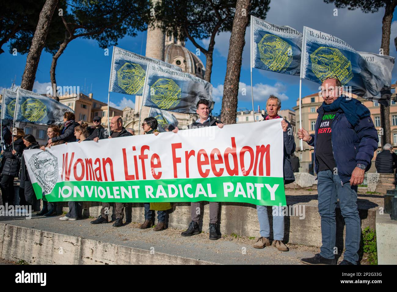 Rome, Italy, March 4th, 2023. 25th “Donna Vita Libertà” (Woman Life Freedom) and for a free Iran demonstration organized by the NGO Partito Radicale Nonviolento Transnazionale e Transpartito” (Transnational and Transparty Nonviolent Radical Party). Marcello Valeri/Alamy Live News Stock Photo