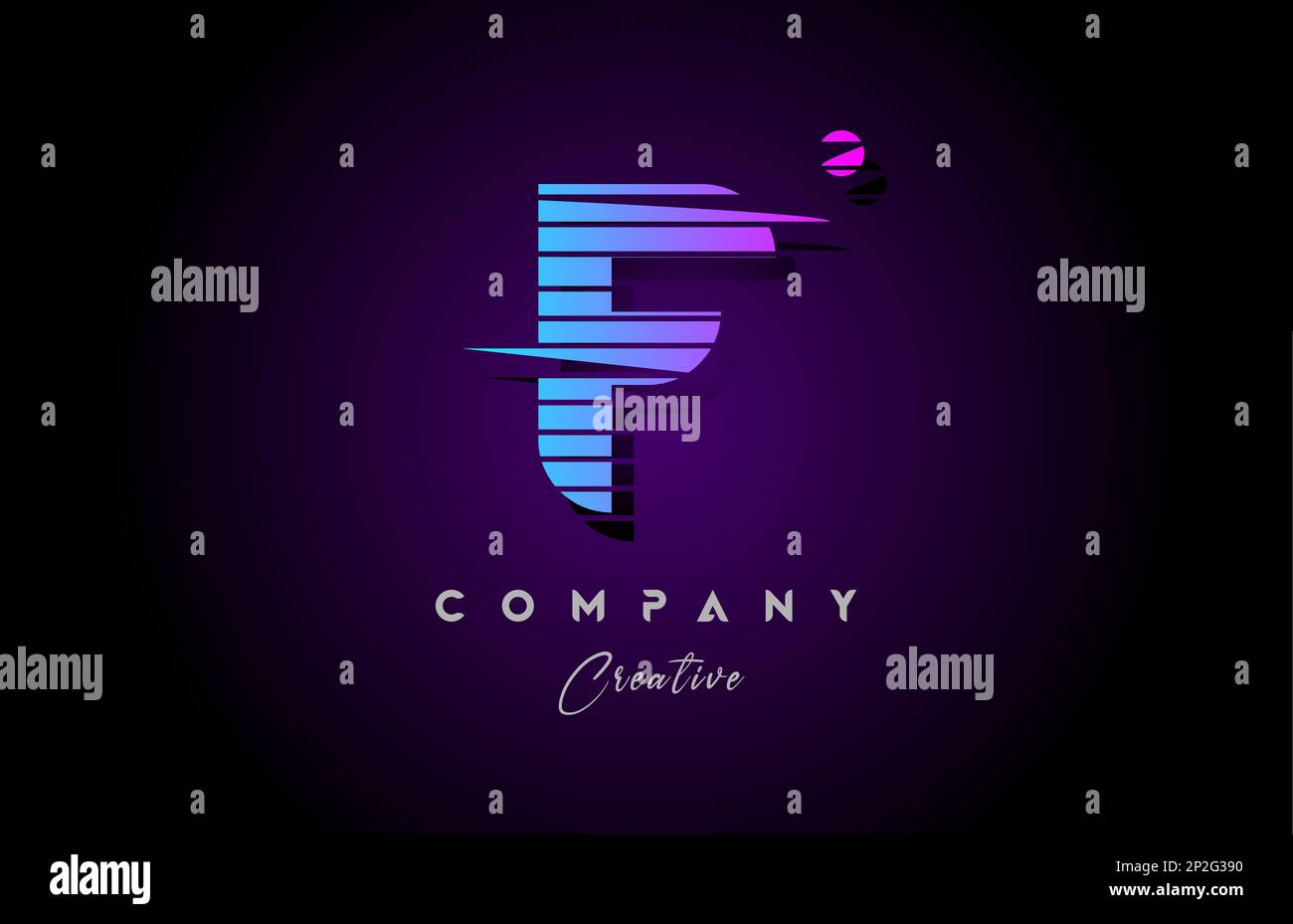 pink blue F alphabet letter logo icon design with line stripe and ...