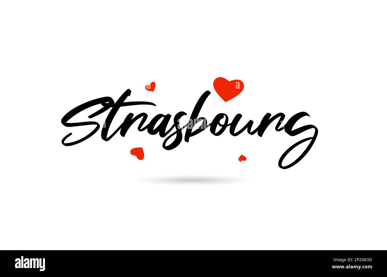 Strasbourg handwritten city typography text word with love heart. Hand
