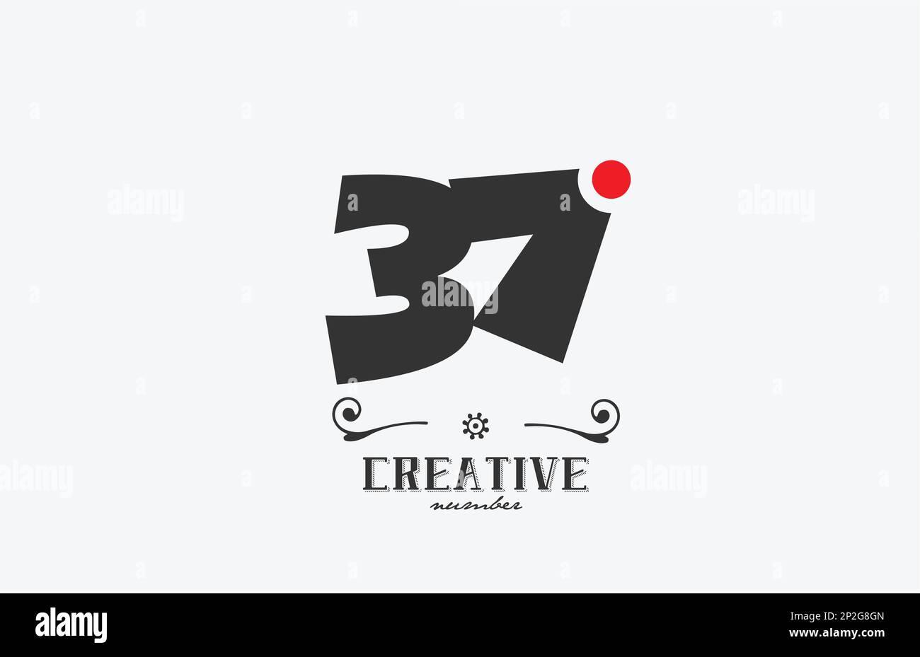 grey 37 number logo icon design with red dot. Creative template for ...