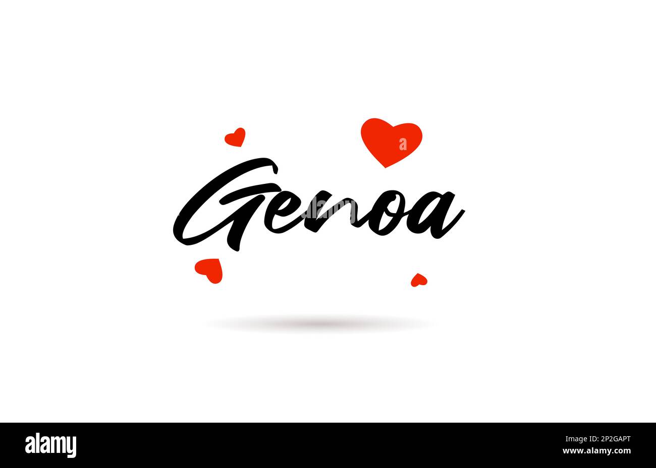 Genoa handwritten city typography text word with love heart. Hand