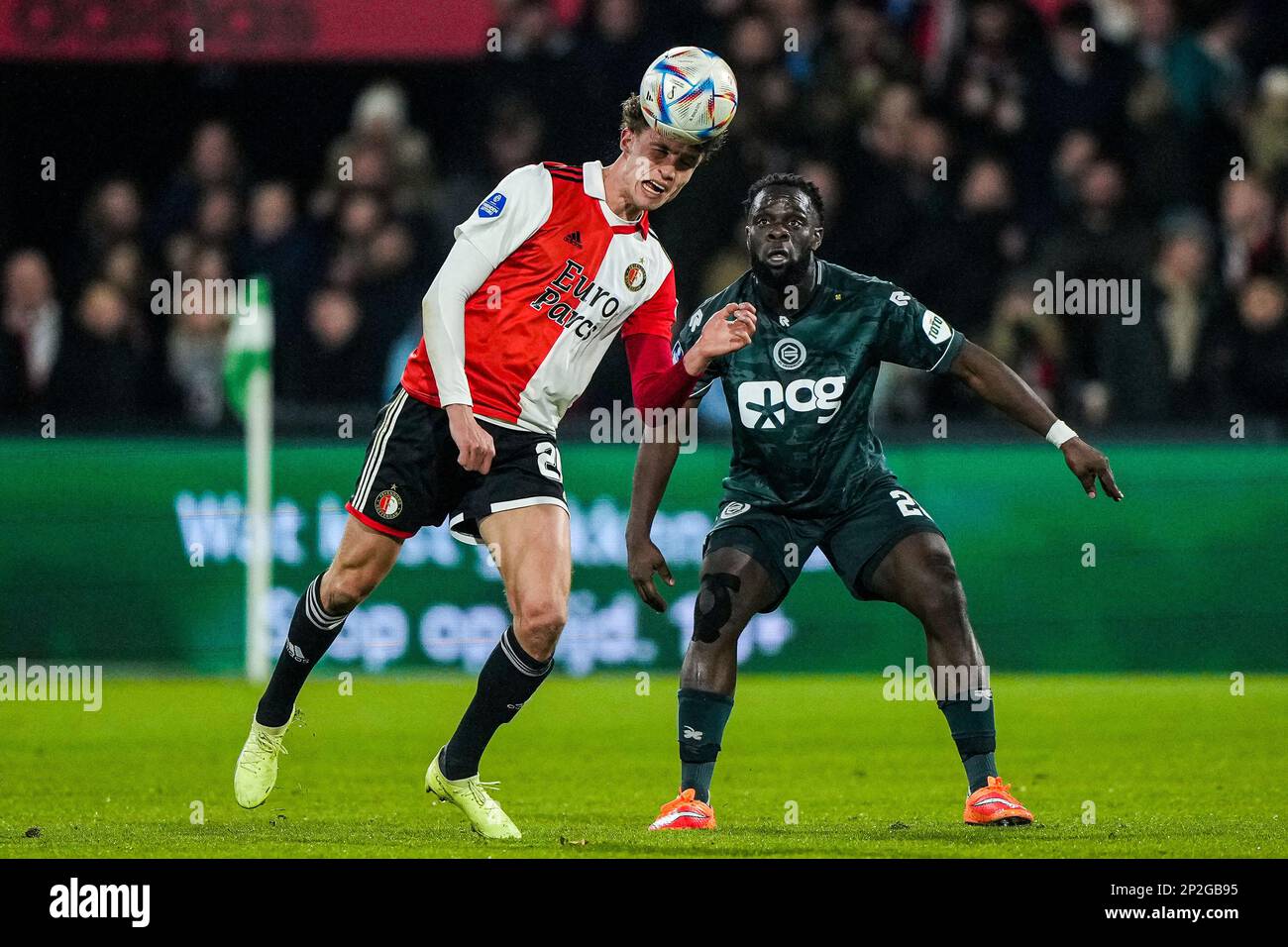 Rotterdam - Mats Wieffer of Feyenoord, Elvis Manu of FC Groningen ...