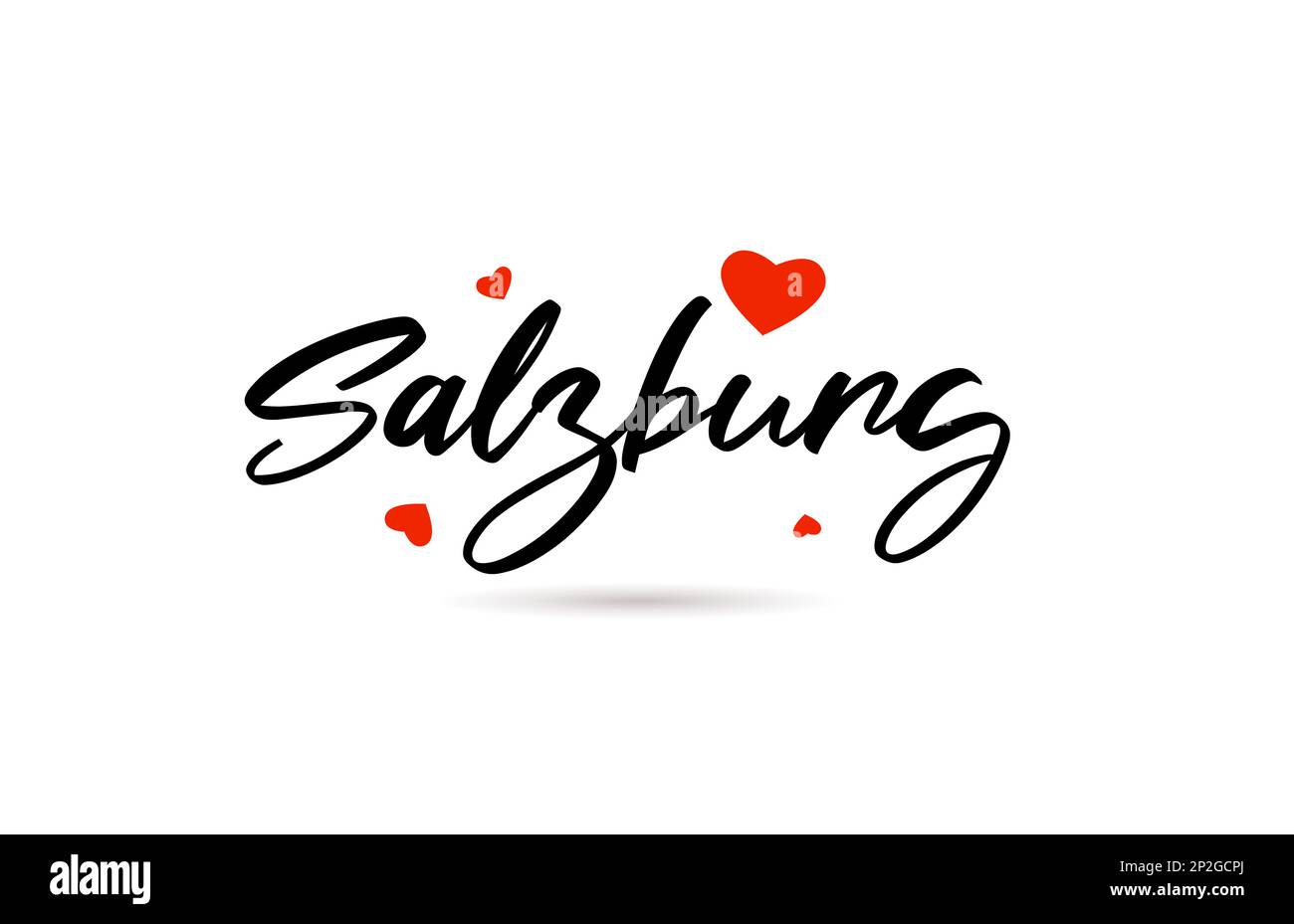 Salzburg handwritten city typography text word with love heart. Hand