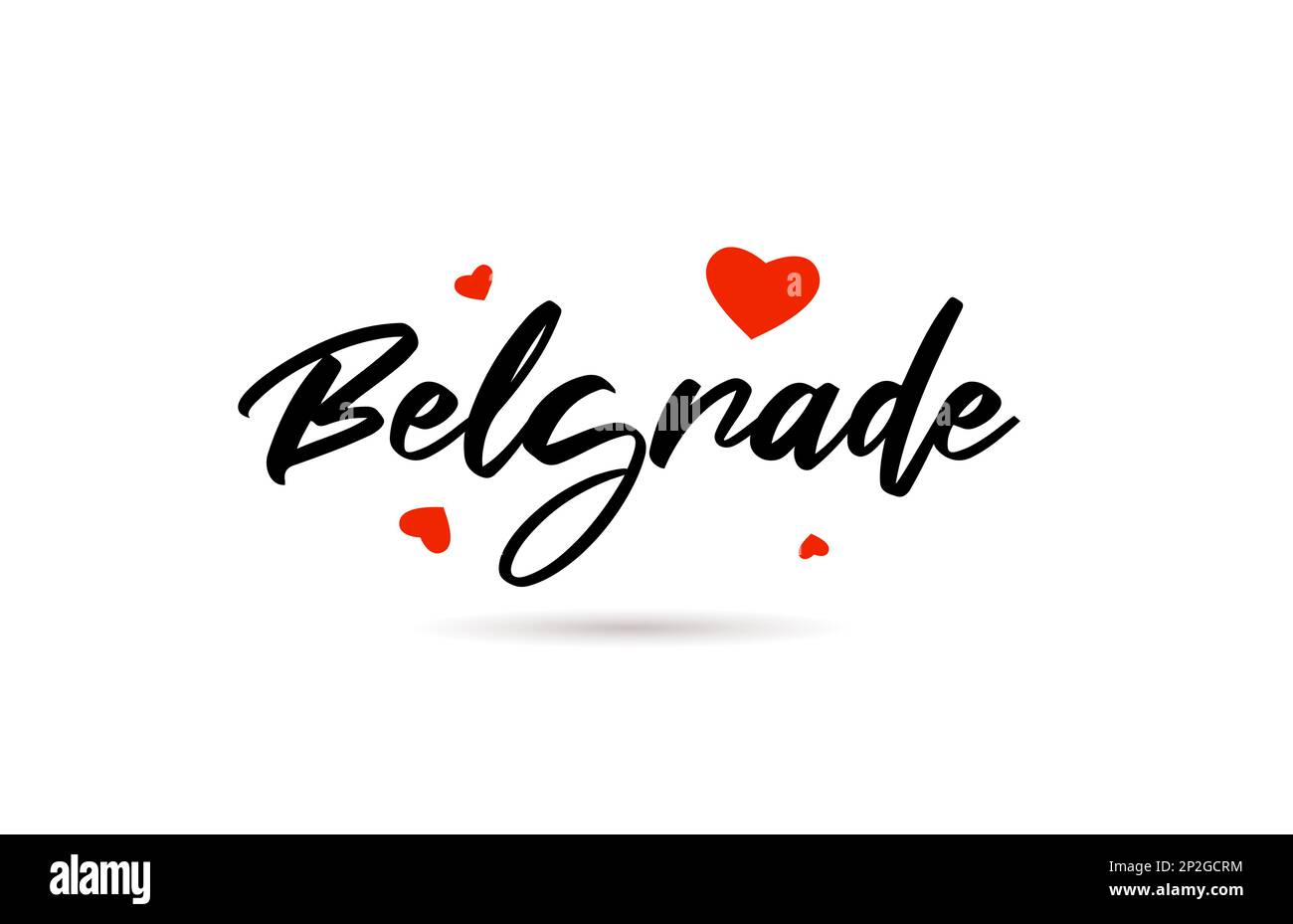Belgrade handwritten city typography text word with love heart. Hand