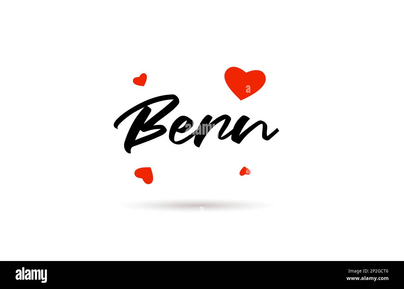 Bern handwritten city typography text word with love heart. Hand ...