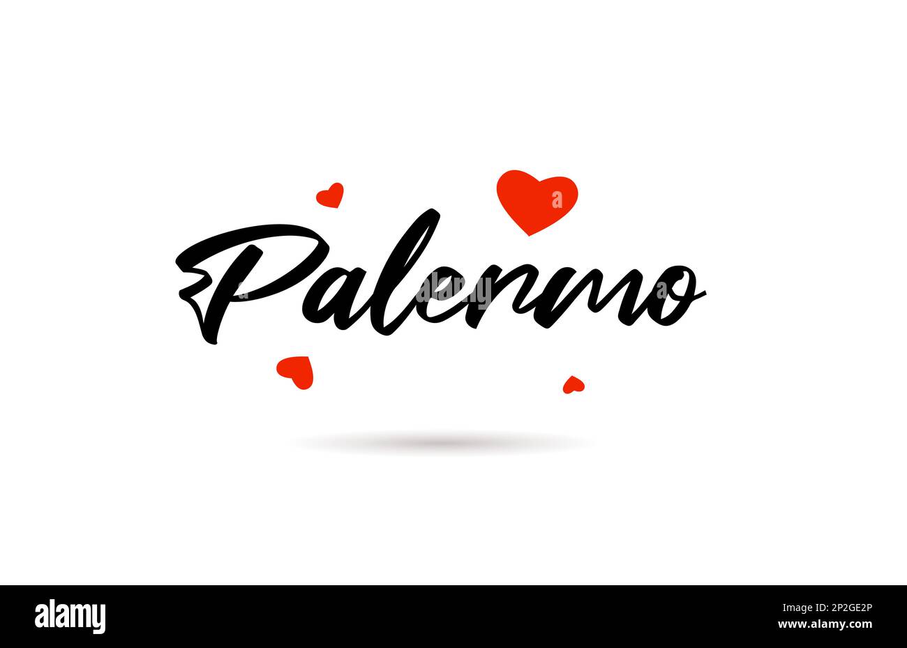 Palermo handwritten city typography text word with love heart. Hand lettering. Creative calligraphy text Stock Vector