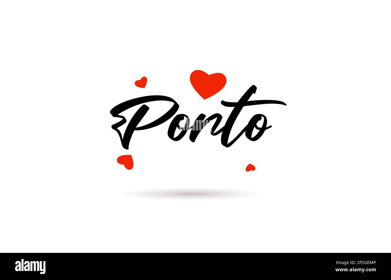 Porto handwritten city typography text word with love heart. Hand