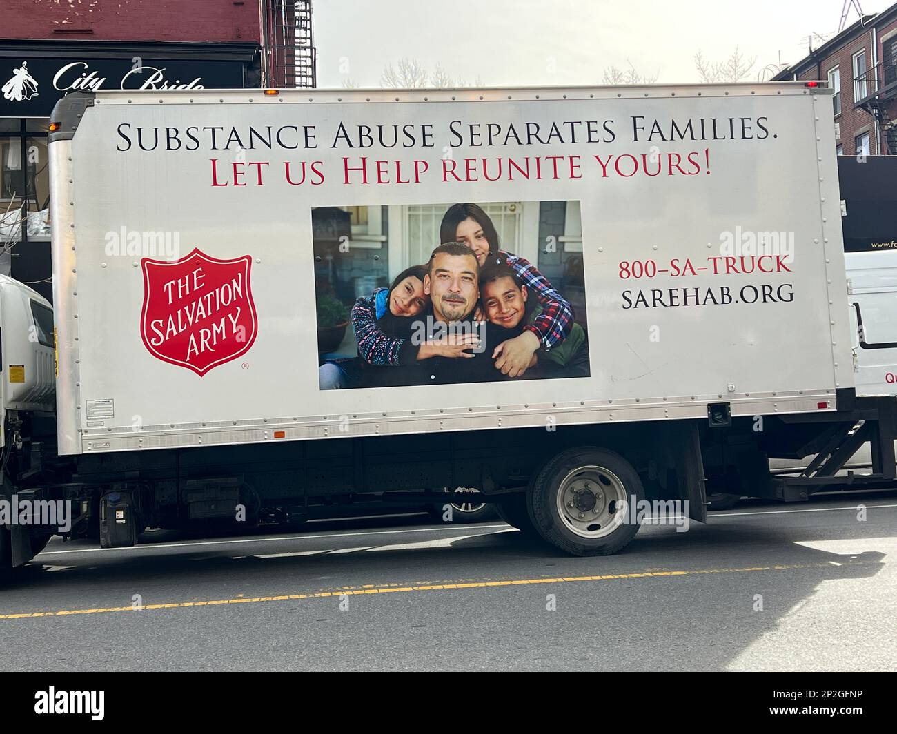Salvation Army delivery truck reaching out to help families isolated