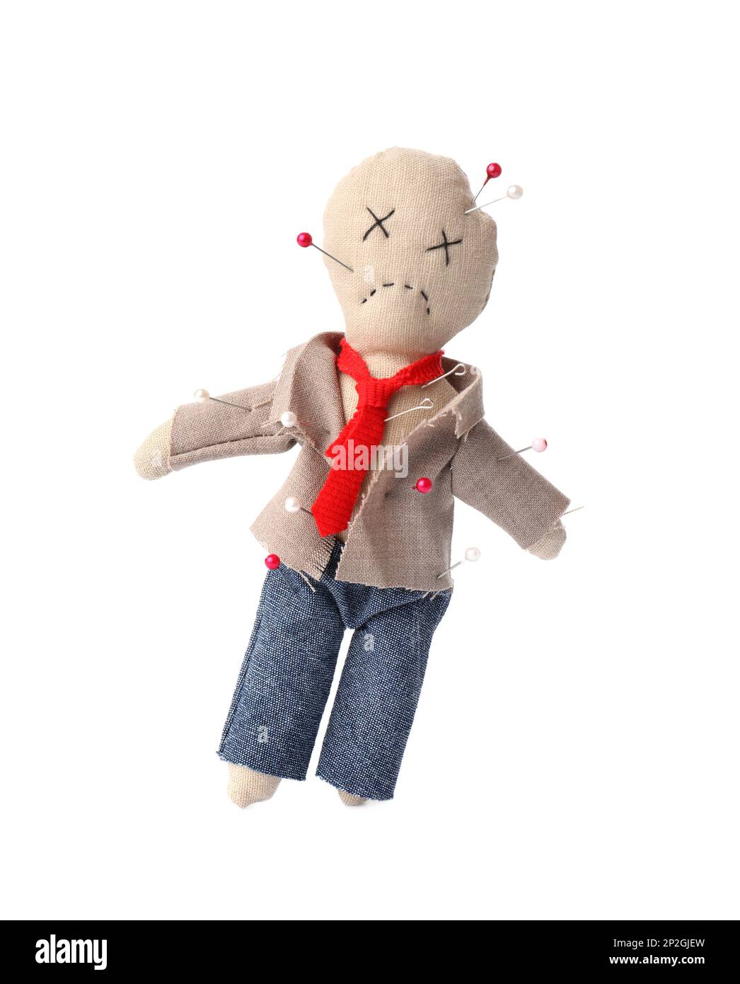 Voodoo doll dressed as businessman with pins isolated on white Stock ...