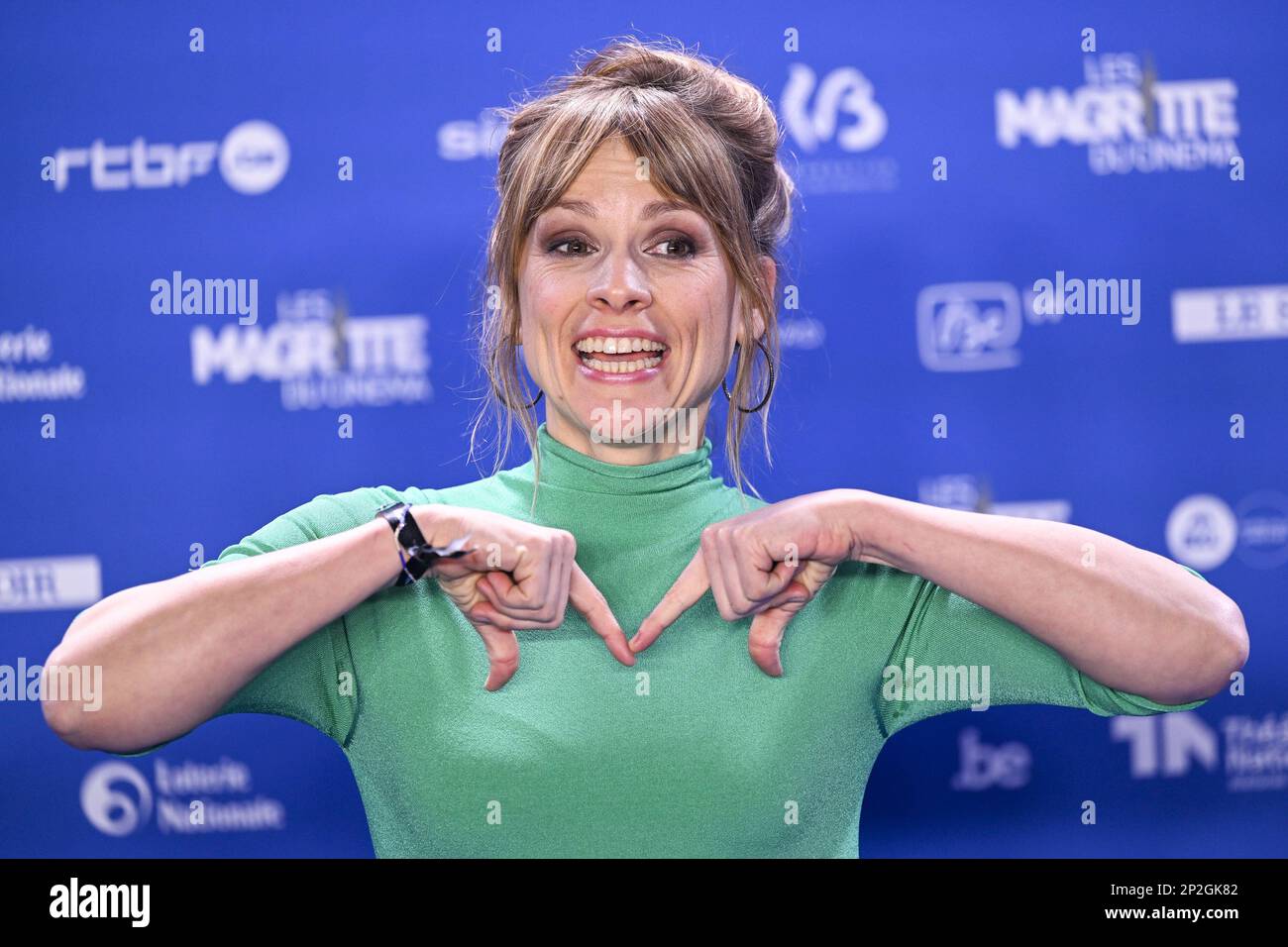 actress Veerle Baetens pictured during the 12th edition of the 'Magritte du Cinema' film awards ceremony, Saturday 04 March 2023, in Brussels. The awards are rewarded to movies of Belgian French-speaking producers. BELGA PHOTO LAURIE DIEFFEMBACQ Stock Photo