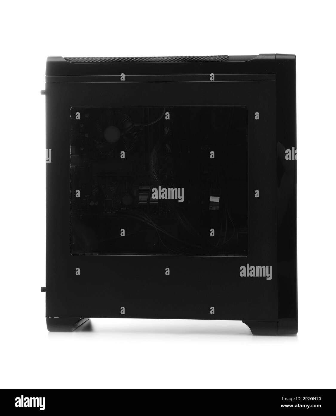 Modern black computer system unit isolated on white Stock Photo - Alamy