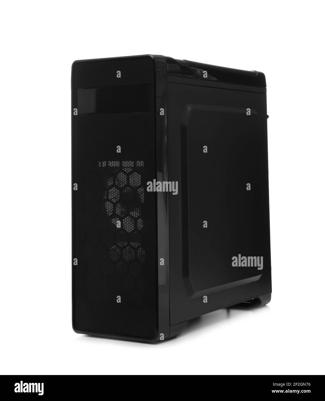 Modern black computer system unit isolated on white Stock Photo - Alamy