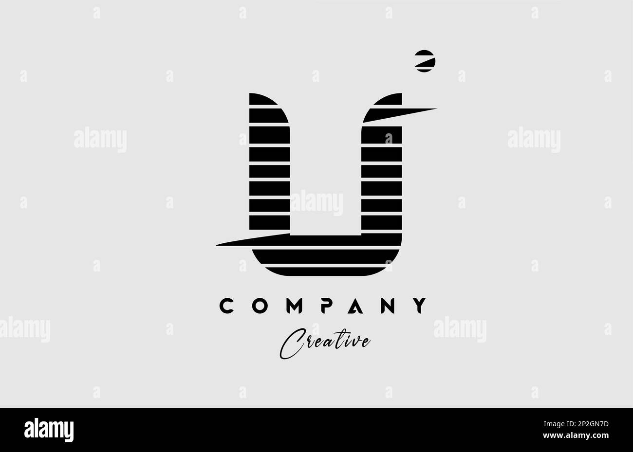 lines U alphabet letter logo icon design in black and white. Creative ...