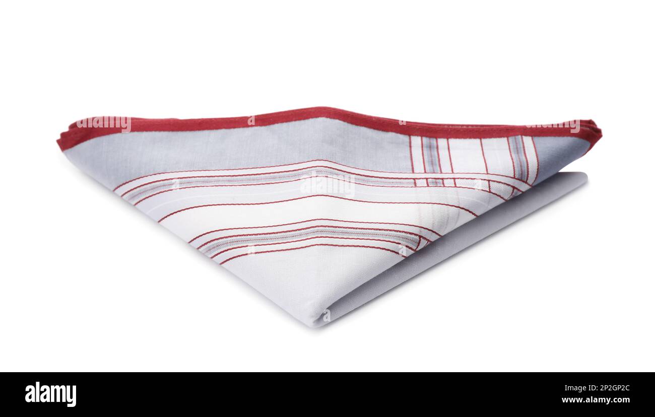 Folded handkerchief isolated on white. Stylish accessory Stock Photo