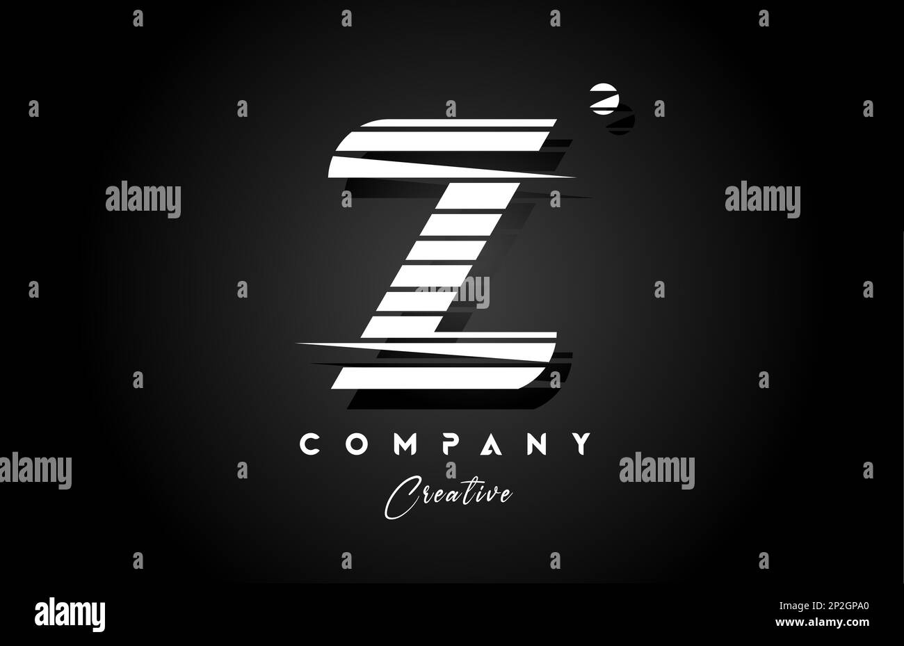 line Z alphabet letter logo icon design with black and white stripe and ...