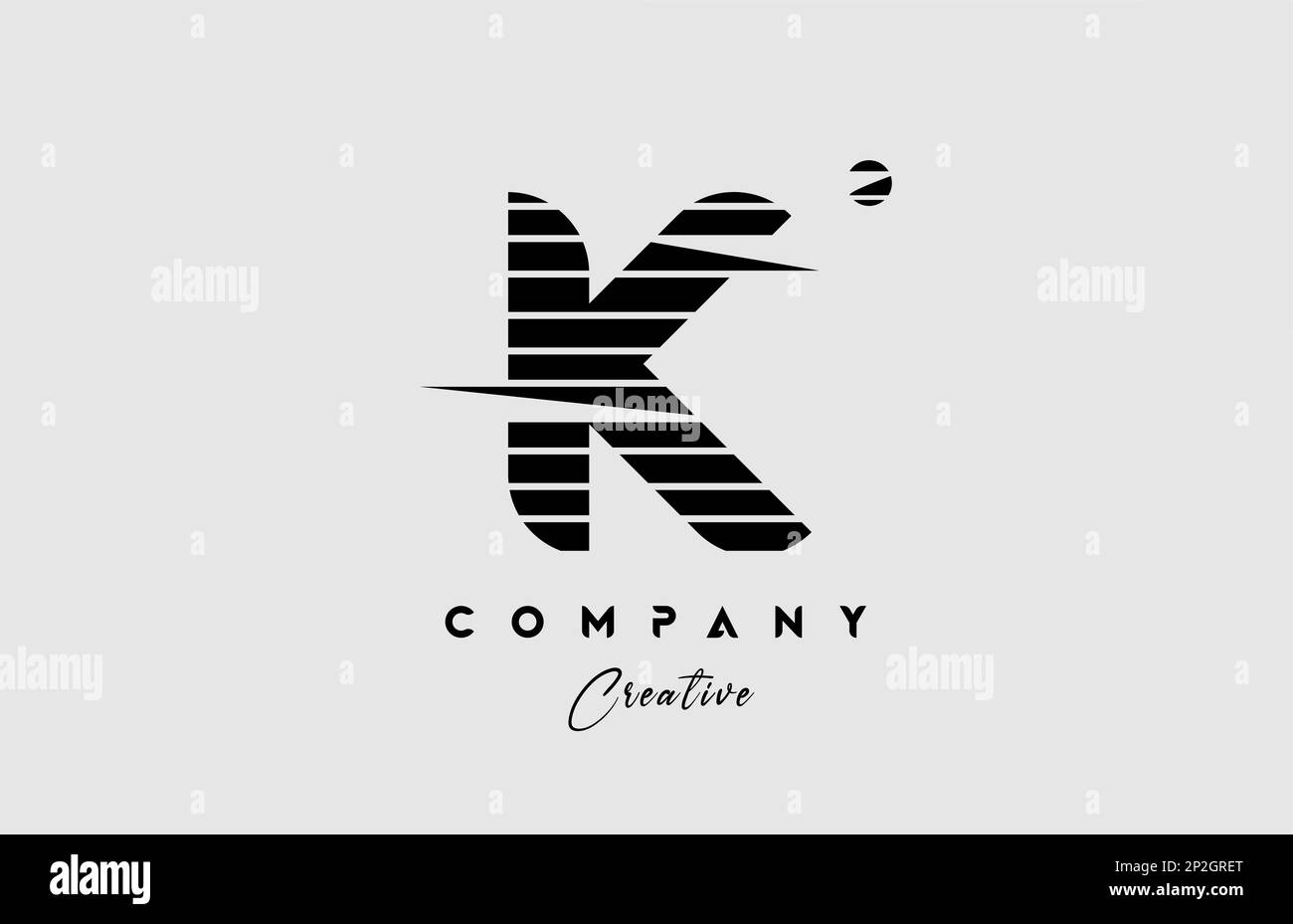 lines K alphabet letter logo icon design in black and white. Creative ...