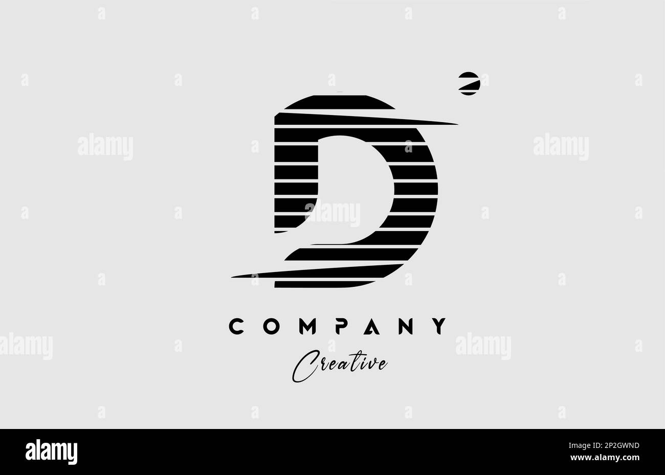 lines D alphabet letter logo icon design in black and white. Creative ...
