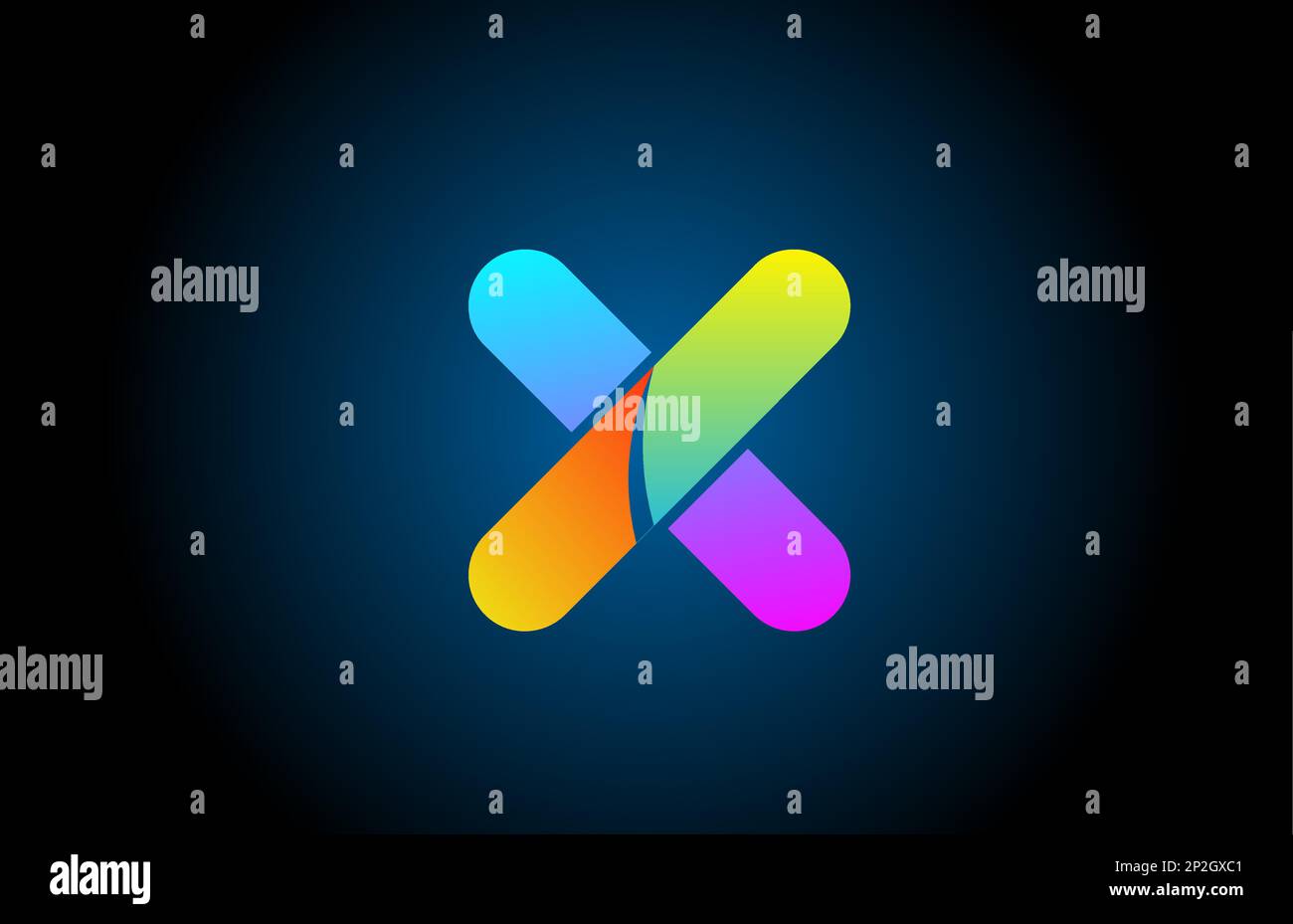 Colorful X alphabet letter logo icon design with blue yellow color ...