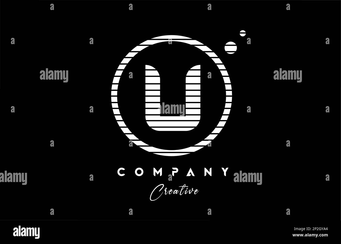U alphabet letter logo icon design with black and white line stripe and ...